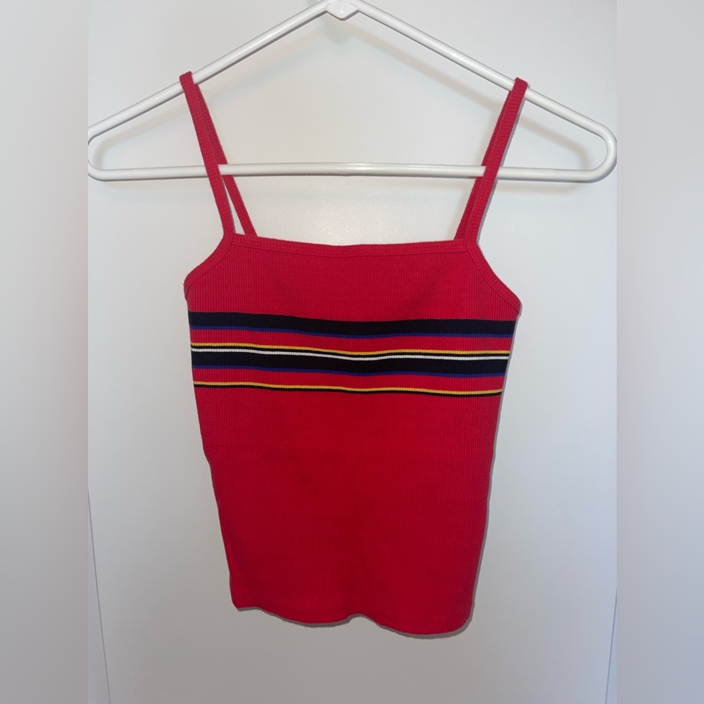forever 21 cropped red tank with stripes